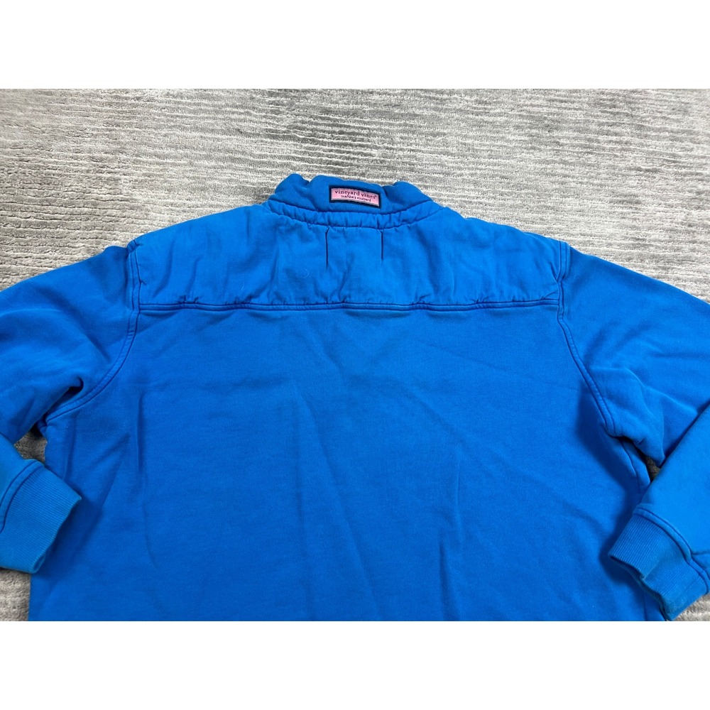 Vineyard Vines Pullover Womens L Blue Quarter Zip Raw Hem Cropped Cotton Logo - Picture 12 of 15